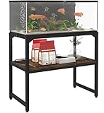 Mondazie 20 Gallon Fish Tank Stand with Shelf for Accessories Storage, 2 Tiers Heavy Duty Metal Aquarium Stand, Breeder Tank Turtle Reptile Terrariums Stand Rack for Home Office, 24' L x 12' W, Black