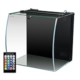 Aquatop 13.5 Gallon Bow Front Glass Aquarium Kit with Filter and LED Lighting - All in One Desktop Fish Tank, Ideal for Freshwater and Saltwater, BFK-13