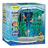 Tetra Bubbling LED Aquarium Kit 1 Gallon, Hexagon Shape, With Color-Changing Light Disc,Green (Packaging may vary)