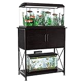 Herture 20-29 Gallon Aquarium Stand Metal Frame Fish Tank Stand with Cabinet Storage, for 20 Gallon Long Aquarium,30.7' L*16.5' W Tabletop,330LBS Capacity Black PG01YGB