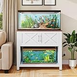 DWVO 40-50 Gallon Aquarium Stand with Power Outlets, Cabinet for Fish Tank Accessories Storage - Heavy Duty Metal Fish Tank Stand Suitable for Turtle Tank, Reptile Terrarium, 660LBS Capacity, White